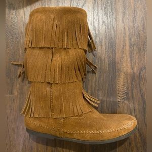 Brown Fringe Minnetonka Boots